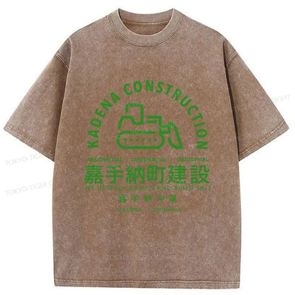 Tokyo-Tiger Kadena Okinawa Construction Japanese Washed T-Shirt