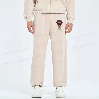 Tokyo-Tiger Fashion Skull Japanese Washed Sweatpants