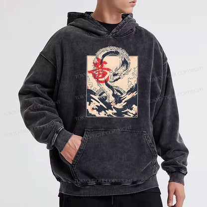 Tokyo-Tiger Sea Dragon Japanese Washed Hoodie