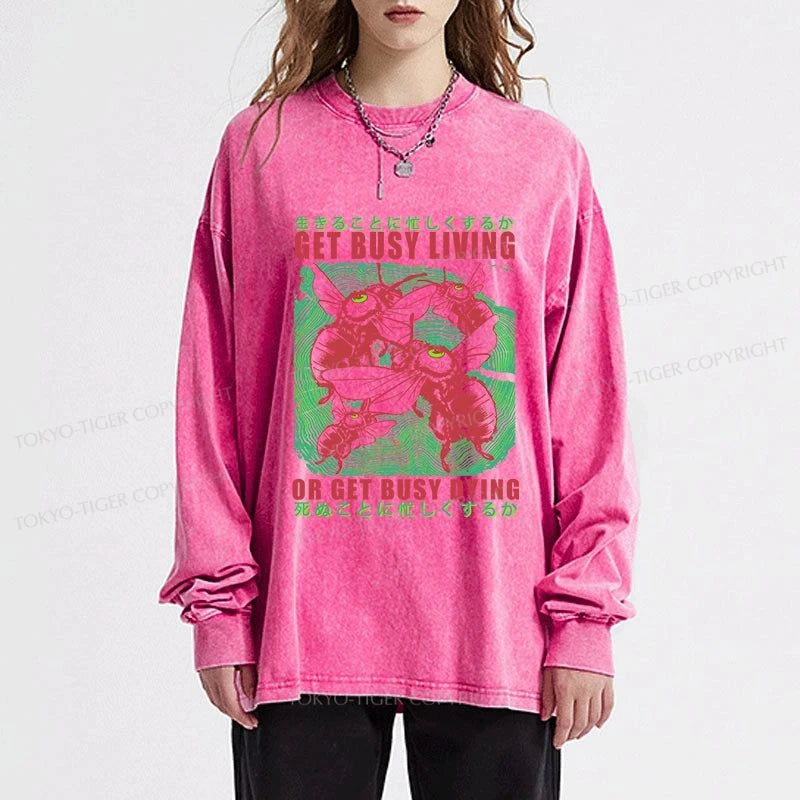 Tokyo-Tiger Busy Bee Japanese Washed Long Sleeve T-Shirt