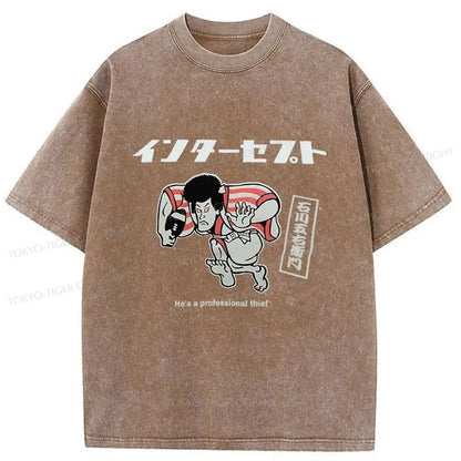 Tokyo-Tiger Samurai Thief Japanese Washed T-Shirt