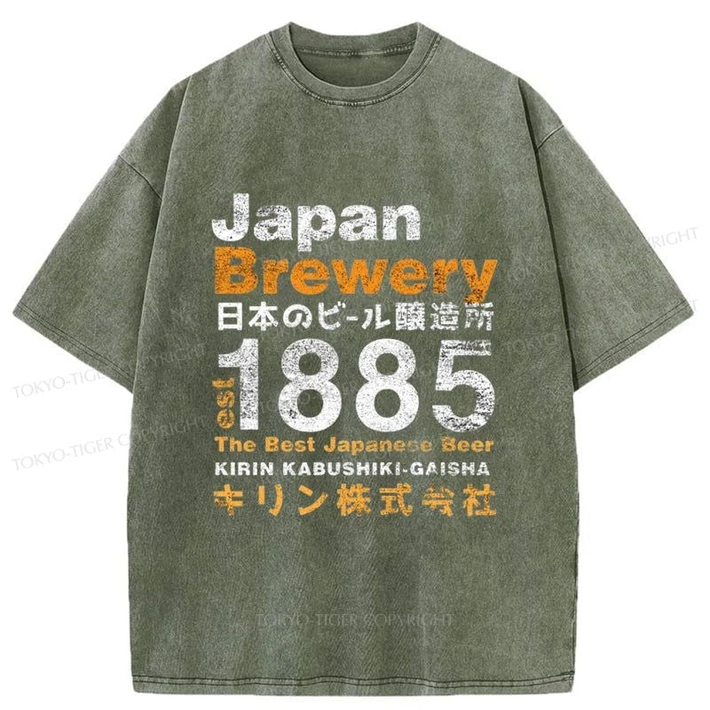 Tokyo-Tiger Japan Brewery Kirin 1885 Washed T-Shirt