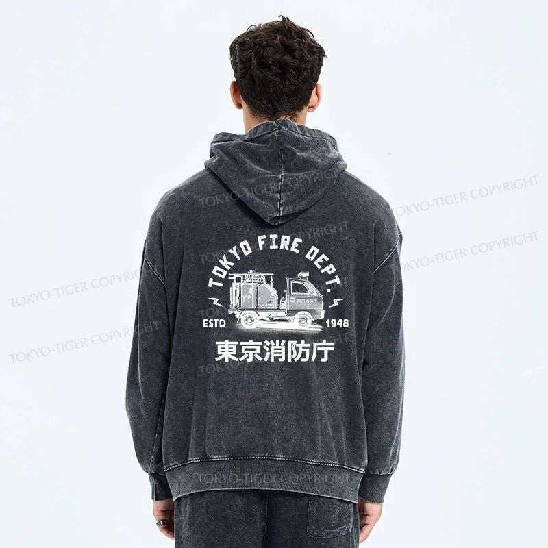 Tokyo-Tiger Tokyo Fire Dept Washed Zip Hoodie