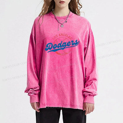 Tokyo-Tiger Ohtani 17-Retro-Dodgers Washed Long Sleeve T-Shirt