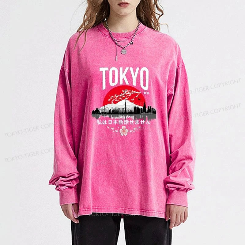 Tokyo-Tiger I don’t speak Japanese Washed Long Sleeve T-Shirt