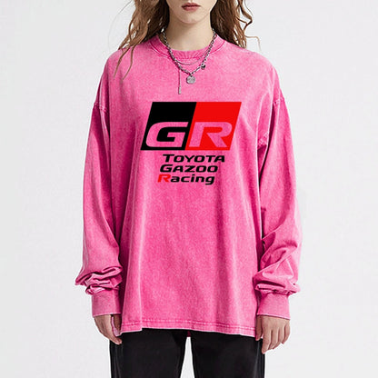 Tokyo-Tiger Toyota Gazoo Racing GR Logo Washed Long Sleeve T-Shirt