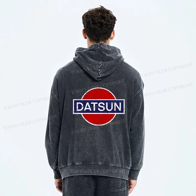 Tokyo-Tiger Datsun Vintage Car Washed Zip Hoodie