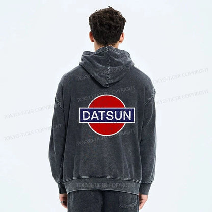 Tokyo-Tiger Datsun Vintage Car Washed Zip Hoodie