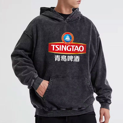 Tokyo-Tiger Qingdao Beer Logo Washed Hoodie