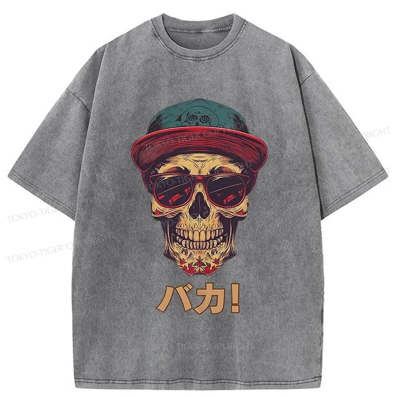 Tokyo-Tiger Fashion Skull Japanese Washed T-Shirt