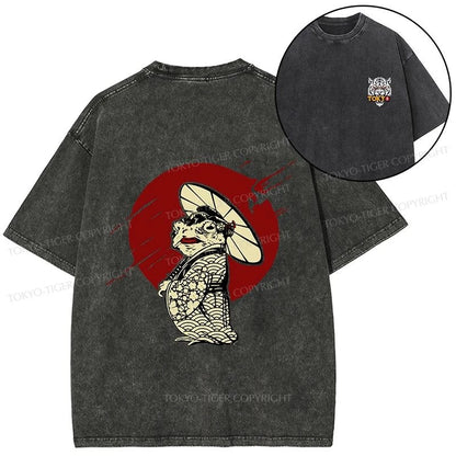 Tokyo-Tiger Frog Monster Front Back Washed T-Shirt