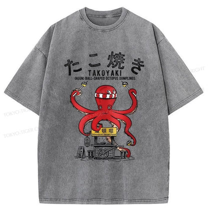 Tokyo-Tiger Takoyaki Octopus Balls Washed T-Shirt