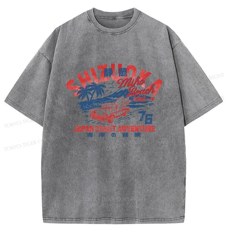 Tokyo-Tiger Shizuoka Beach Japan Washed T-Shirt