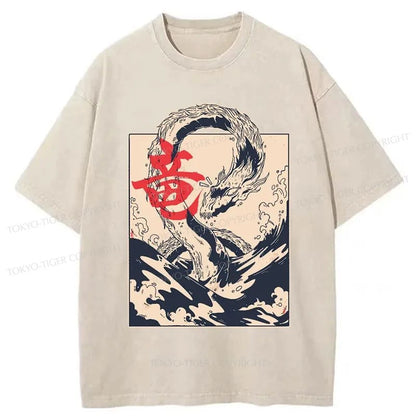 Tokyo-Tiger Sea Dragon Japanese Washed T-Shirt