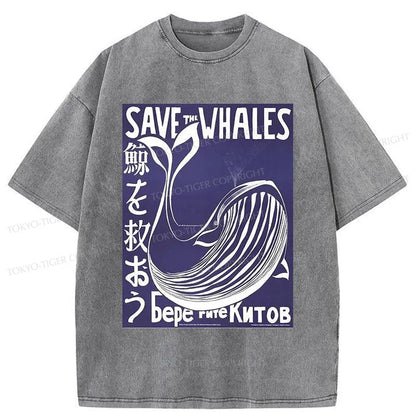 Tokyo-Tiger Save The Whales Japanese Washed T-Shirt