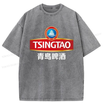 Tokyo-Tiger Qingdao Beer Logo Washed T-Shirt