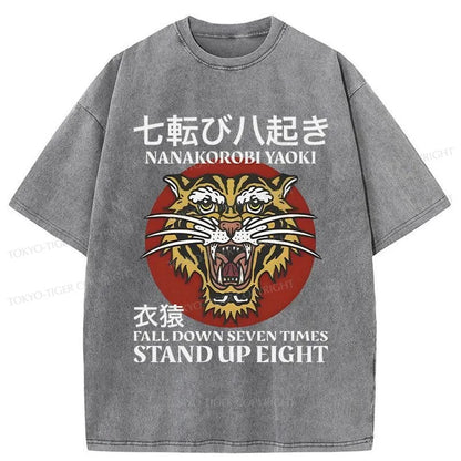 Tokyo-Tiger Retro Tiger Japanese Washed T-Shirt