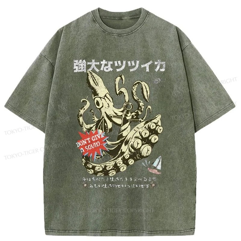 Tokyo-Tiger Squid Graphic Monster Japanese Washed T-Shirt