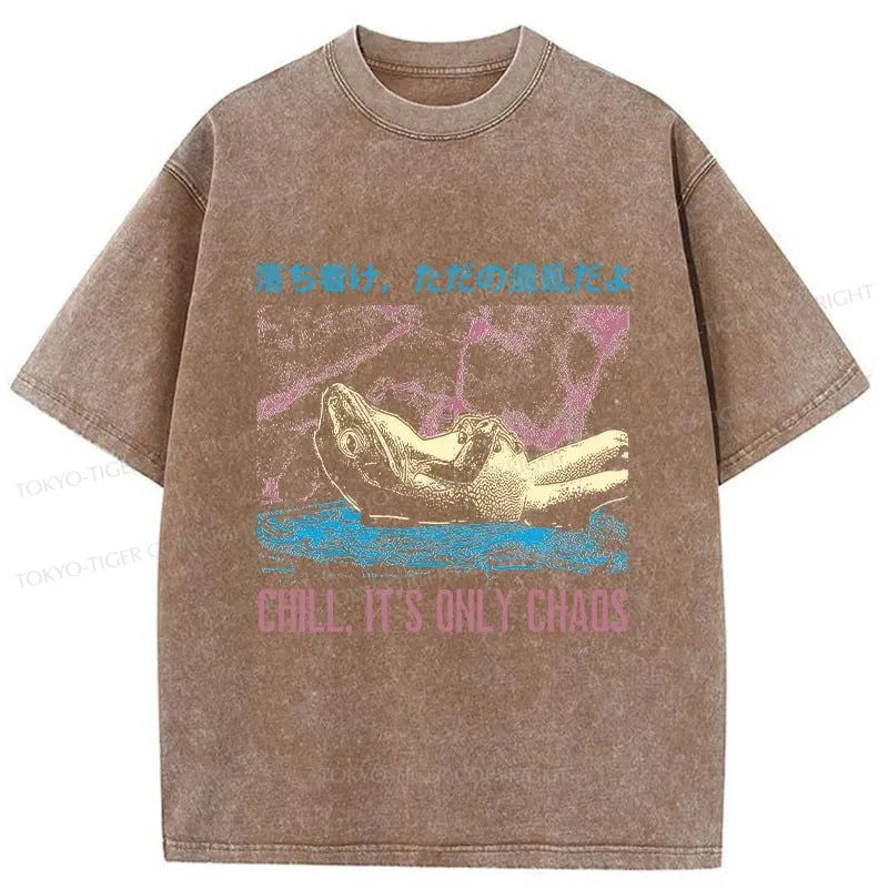 Tokyo-Tiger Stay Calm Frog Japanese Washed T-Shirt