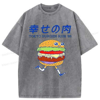 Tokyo-Tiger Tokyo Burger Run Japanese Washed T-Shirt