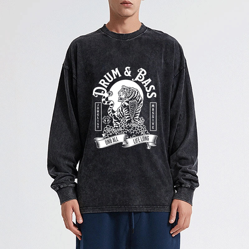 Tokyo-Tiger Drum & Bass Tiger Washed Long Sleeve T-Shirt