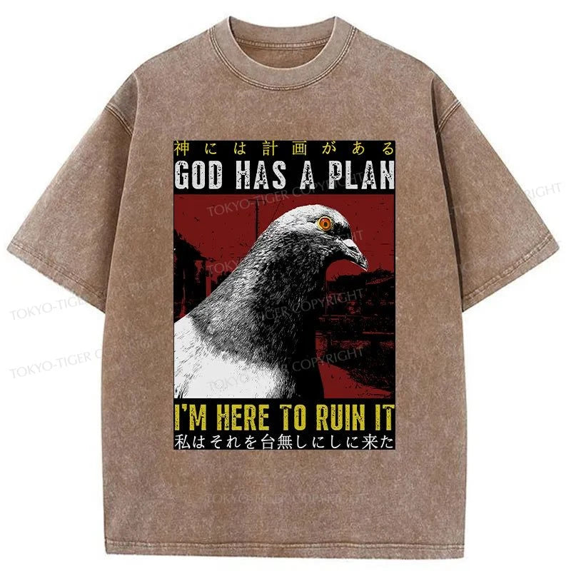 Tokyo-Tiger Pigeons That Want To Break The Plan Washed T-Shirt