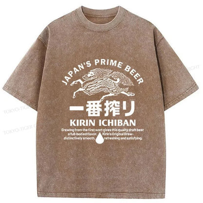 Tokyo-Tiger Kirin Ichiban Beer Logo Washed T-Shirt