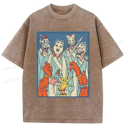 Tokyo-Tiger Demon Samurai Brothers Washed T-Shirt