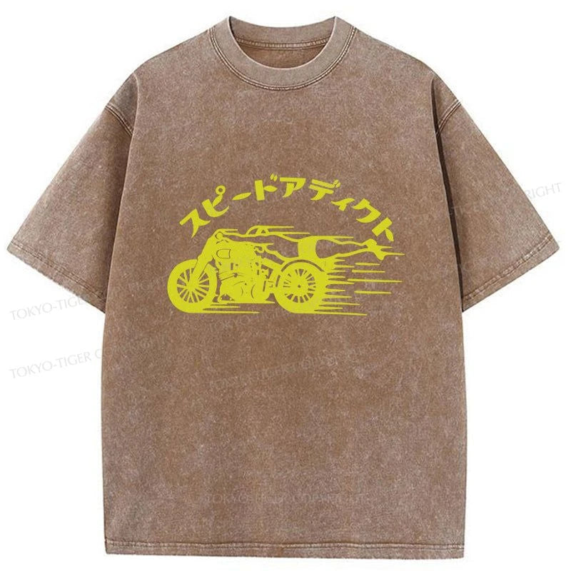 Tokyo-Tiger Speed Adapt Motorcycle Washed T-Shirt