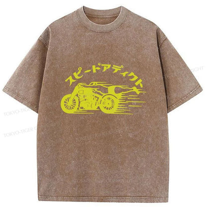 Tokyo-Tiger Speed Adapt Motorcycle Washed T-Shirt