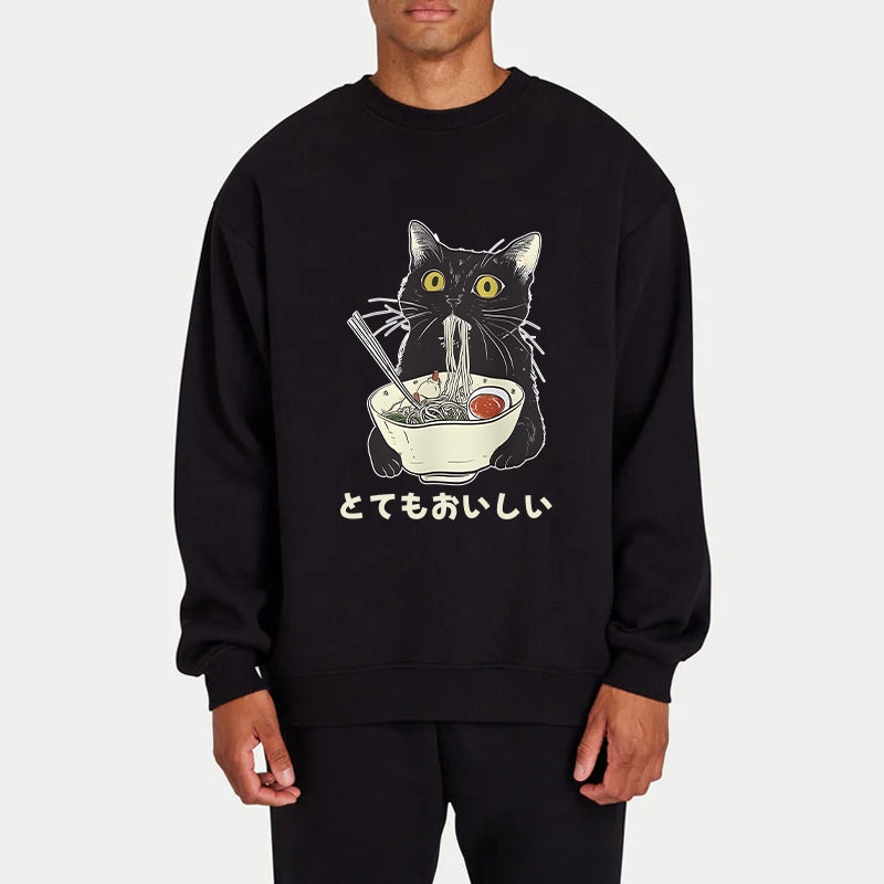 Tokyo-Tiger Cats Eat Ramen Noodles Sweatshirt