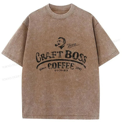 Tokyo-Tiger Craft Boss Coffee Logo Washed T-Shirt