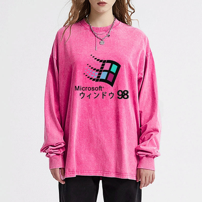 Tokyo-Tiger Microsoft Windows 98 Washed Long Sleeve T-Shirt