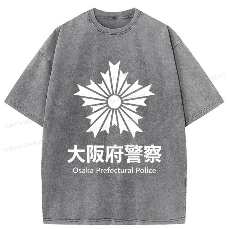 Tokyo-Tiger Osaka Prefectural Police Japanese Washed T-Shirt