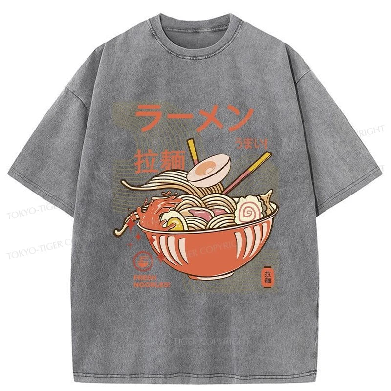 Tokyo-Tiger Fresh Ramen Noodles Washed T-Shirt