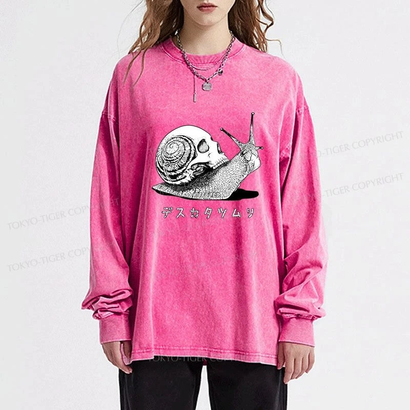 Tokyo-Tiger Death Snail Manga Washed Long Sleeve T-Shirt