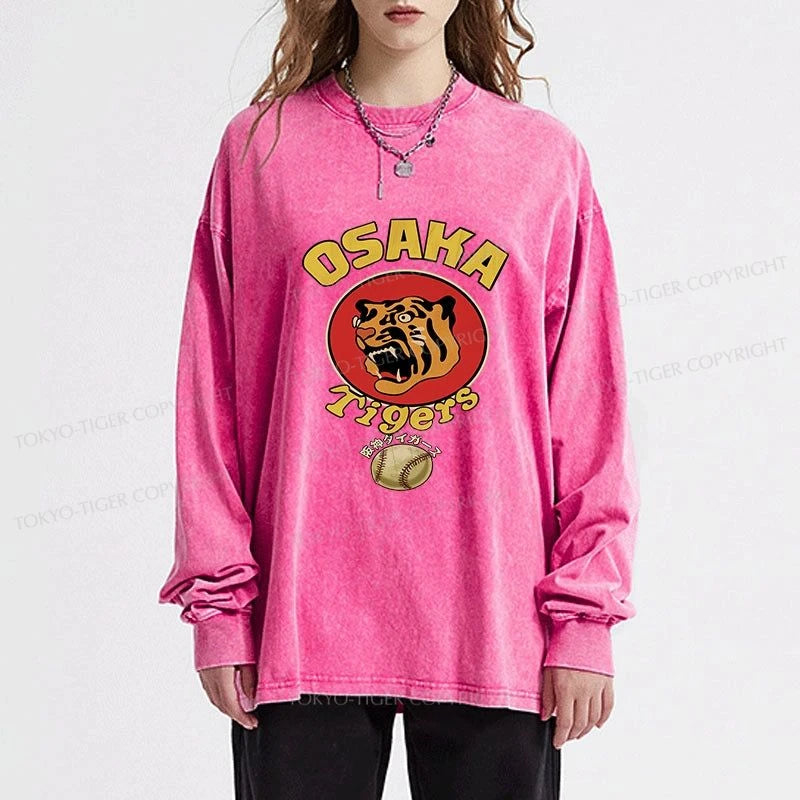 Tokyo-Tiger Osaka Tiger Baseball Washed Long Sleeve T-Shirt