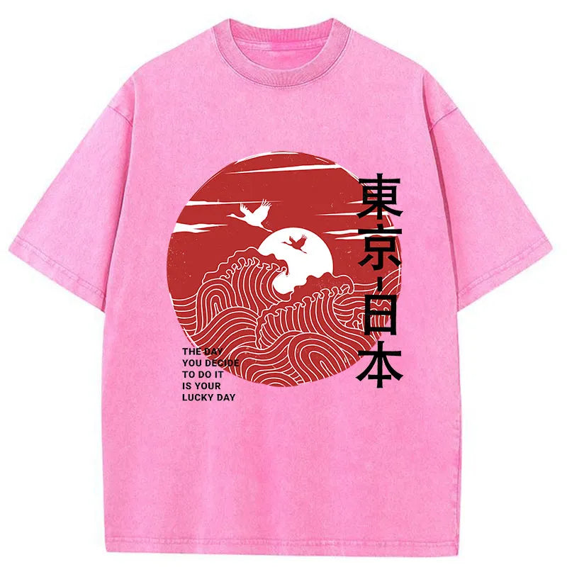 Tokyo-Tiger Japanese Unisex Wave Washed T-Shirt