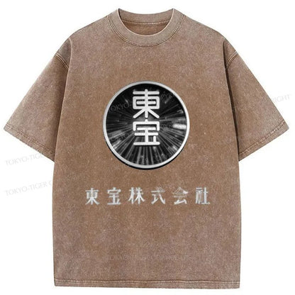 Tokyo-Tiger Toho Corporation Logo Washed T-Shirt