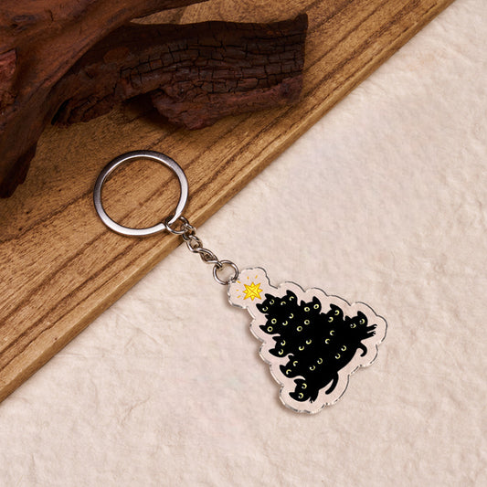 Tokyo-Tiger Black Cat Christmas Tree Keychain