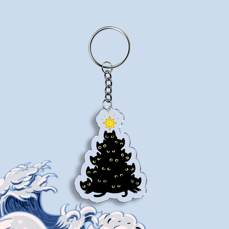 Tokyo-Tiger Black Cat Christmas Tree Keychain