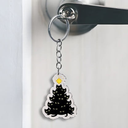 Tokyo-Tiger Black Cat Christmas Tree Keychain