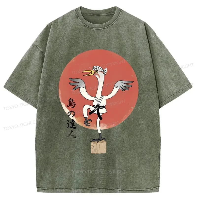 Tokyo-Tiger Karate Crane Japan Washed T-Shirt