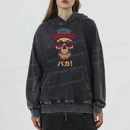 Tokyo-Tiger Fashion Skull Japanese Washed Hoodie