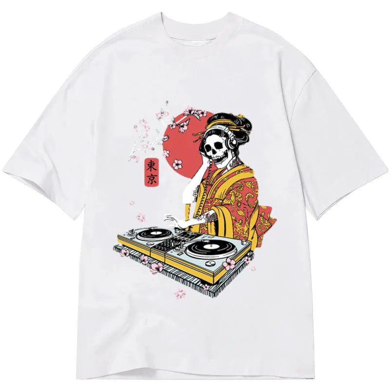 Tokyo-Tiger Japanese Geisha DJ Skull Classic T-Shirt