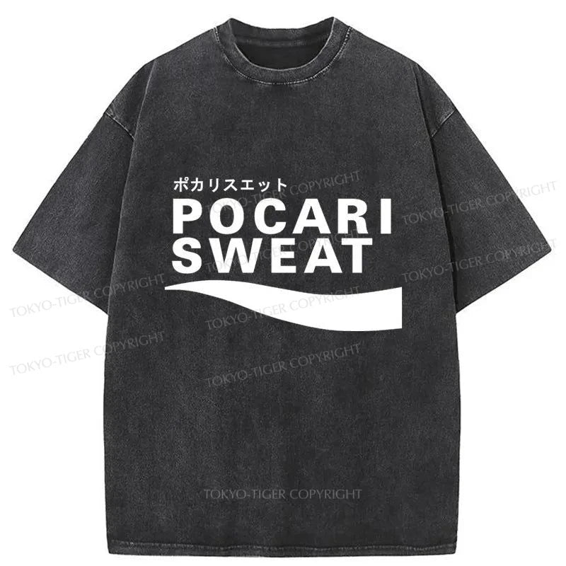 Tokyo-Tiger Japanese Pocari Sweat Logo Washed T-Shirt