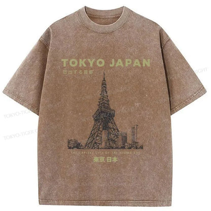 Tokyo-Tiger Tokyo Tower Japan Washed T-Shirt