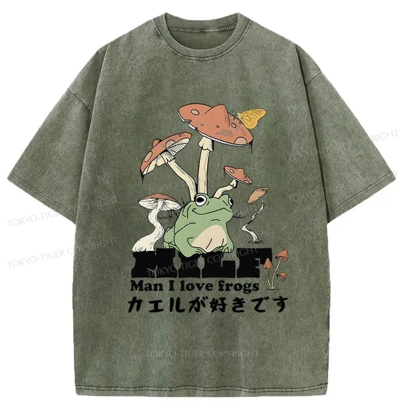 Tokyo-Tiger Man I Love Frogs Washed T-Shirt