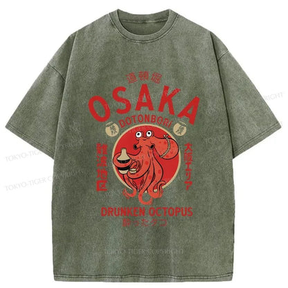 Tokyo-Tiger Drunken Octopus Japan Washed T-Shirt