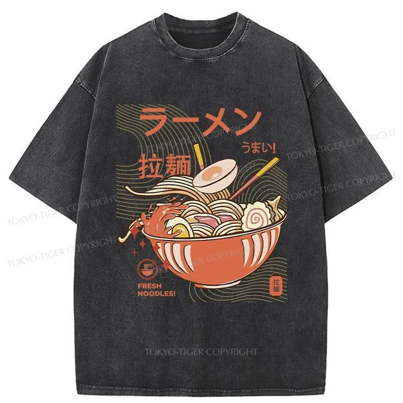 Tokyo-Tiger Fresh Ramen Noodles Washed T-Shirt